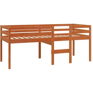 vidaXL Hochbett Wachsbraun 90x190 cm Massivholz Kiefer - Braun