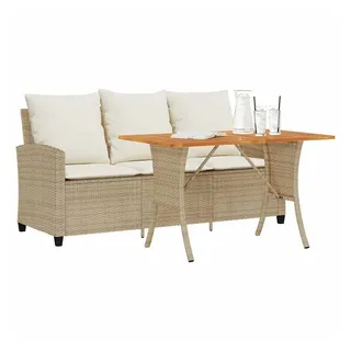vidaXL Gartensofa 3-Sitzer mit Kissen und Tisch 1 Teile Beige