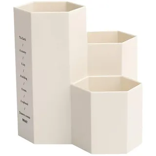 AhfuLife Make-up Pinsel Vase, Kreative Stifthalter Multifunktionale Stift Pot mit 3 Kapazität Schreibtisch Bleistifthalter Tabelle Organizer für Büro Zuhause Klassenzimme Geschenke (Weiß)
