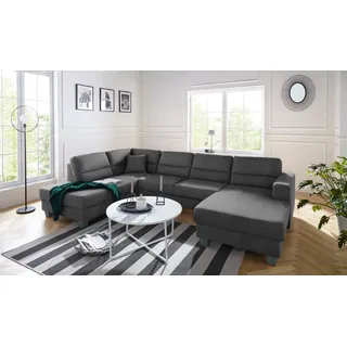 TRENDMANUFAKTUR Wohnlandschaft »Chamber, zeitlos&modern, hoher Sitzkomfort, Breite 310cm, U-Form« wahlweise mit Schlaffunktion, grau