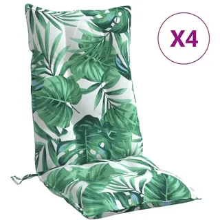 Hochlehner-Auflagen 4 Stk. Blattmuster Oxford-Gewebe - Grün, Bunt