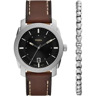 Fossil Quarzuhr »MACHINE« Armbanduhr, Herrenuhr, Lederarmband, Ideal auch als Geschenk, analog, braun