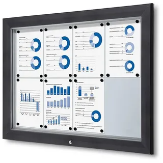 Showdown Displays Showdown® Abschließbarer Schaukasten Magnetisch 102,5 x 76 (H) cm, Anthrazit 8 x DIN A4