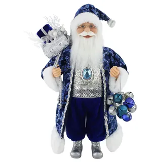 Windy Hill Collection 162084 Stehende Weihnachtsmann-Weihnachtsfigur, stehend, Blau, 40,6 cm