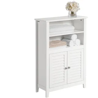 SoBuy Hochschrank Weiß , Holzwerkstoff , 60x90x26 cm , Badezimmer, Badmöbel, Midischränke