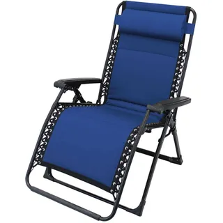 KLAPPBARER LIEGESTUHL RELAX SESSEL GEPOLSTERT BLAU MOD. COMFORT XXL