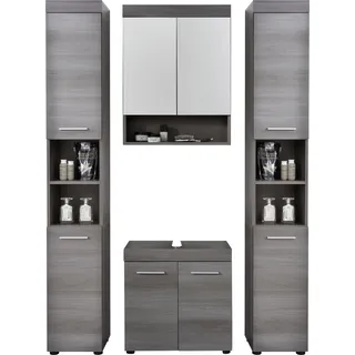 trendteam Bad 4-teilige Kombination Runner/Moon Sardegna Rauchsilber Melamin 148 x 190 x 31 cm - Grau