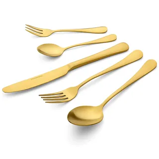 ECHTWERK Besteck-Set Sorrent für 6 Personen, 30-teilig, Besteckgarnitur in Vintage-Optik/Landhausstil, Gold-Edition, Besteck aus hochwertigem Edelstahl, Tafelbesteck für den Alltag oder Festtafel