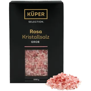 Küper Selection 1000g Kristallsalz rosa grob - grobes Salz für die Salzmühle - rosa Natursalz zum Würzen und Verfeinern