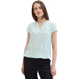 TOM TAILOR Damen Kurzarm-Bluse mit Muster , blue tiny flower design, 46