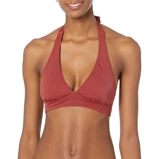 Amazon Essentials Damen Bikini-Badeanzug-Oberteil mit Leichter Unterstützung und gebundenem Neckholder (in Übergröße erhältlich), Ziegelrot, 40