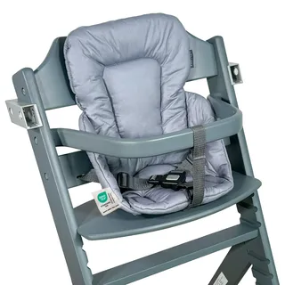 LaLoona Sitzverkleinerer für Hochstuhl, kompatibel mit Safety 1st / Bebeconfort Timba - Baby Sitzpolster beschichtet & abwaschbar, OEKO-TEX Standard 100 geprüft, maschinenwaschbar - Grau