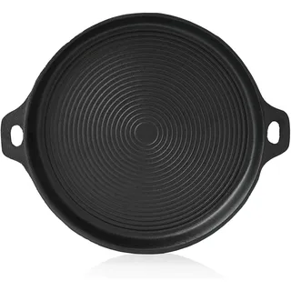 BBQ-Toro Gusseisen Plancha Ø 35 cm | Grillplatte, rund | bereits eingebrannt, preseasoned | BBQ Grillpfanne für Gasgrill, Holzkohlegrill und vieles mehr