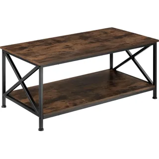 tectake Couchtisch Pittsburgh, 100 x 55 x 45,5 cm, Industrial Holz dunkel, rustikal , Rostfarben , Holzwerkstoff , Rechteckig , 55x45.5x100 cm , Wohnzimmer, Wohnzimmertische, Couchtische