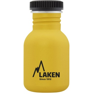 Laken Basic Steel flasche, Edelstahlflasche für Kinder und Erwachsene,Standard Mund und Schraubverschluss, 0,35L Gelb