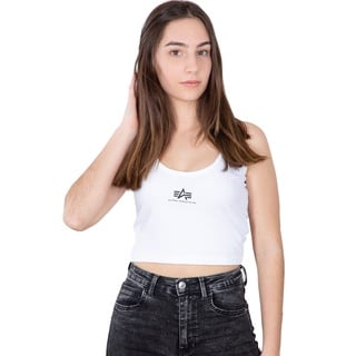 Alpha Industries Damen Basic Crop SL Wmn Tank Top T-Shirt, White, S