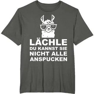 Lächle du Kannst Sie Nicht anspucken Lama Spruch Alpaka Lama T-Shirt, Herren, Leuchtendes Gold, L