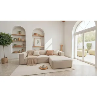 DOMO. collection Ecksofa Adrian, Modul-Sofa in L-Form mit Keder-Naht, Modulsofa, Eckcouch, Polsterecke, Longchair rechts 3 Module 301 x 194 x 69 cm (BxTxH), beige (mit Keder)