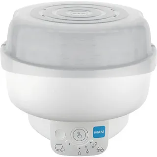MAM Dampfsterilisator , Weiß , Metall, Kunststoff , 27.8x27.8x16.1 cm , BPA-frei, FSC Mix , automatische Abschaltfunktion, für breit- und schmalhalsige Flaschen geeignet, Einknopfbedienung , Füttern, Babykostwärmer & Sterilisatoren