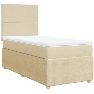 Boxspringbett mit Matratze Creme 80x200 cm Stoff - Creme