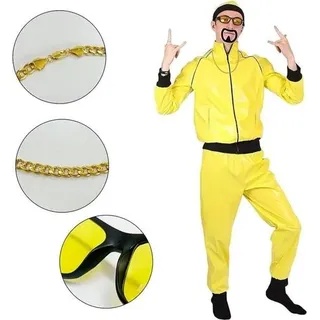 80er-Jahre-Party-Outfit – Goldkette – Hippie-Brille – Disco-Accessoires – Retro & auffällig – Karneval