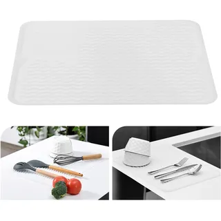KitchenRaku Abtropfmatte 30x40cm , Geschirr aus Silikon hitzebeständiges rutschfestes Abtropfmatte Spüle,Spülmatte Abtropfunterlage,Tischset (Transparent)