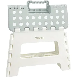 BISOO Tritthocker Kinder - Klapphocker Faltbar 120Kg für Bad & Küche - Hocker Klappbar für Kinder & Erwachsene - Fußbank mit Anti-Rutsch-Oberfläche - Klapptritt Sicherheit - Trittschemel Salbei Grau