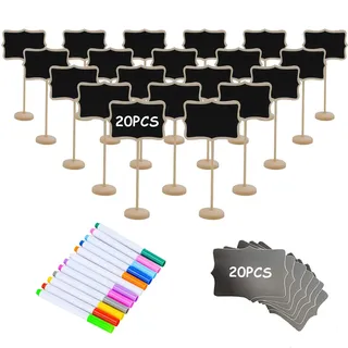 Mini-Kreidetafel-Schild aus Holz mit Staffelei-Ständer, Lebensmittel-Etiketten für Party, Buffet, Tafel für Nachrichten, Tischkarten, Hochzeiten, Dekoration für besondere Anlässe, 20 Stück