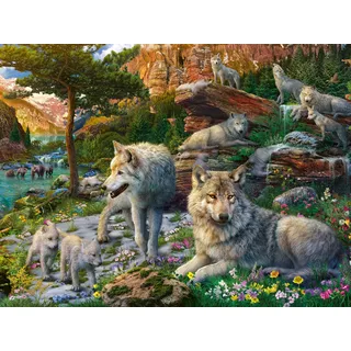 Ravensburger Puzzle 16598 - Wolfsrudel im Frühlingserwachen - 1500 Teile Puzzle für Erwachsene und Kinder ab 14 Jahren