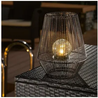esotec Solarleuchte Glas/Kunststoff/Metall/Rattan Ø26x31cm inkl. Akku schwarz