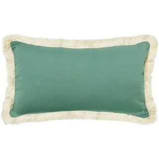 DRW Rechteckiges Kissen aus Polyester, Baumwolle und Leinen mit Reißverschluss in Grün, 50 x 10 x 30 cm