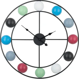 BELIANI Bunte Wanduhr ø 56 cm mit bunten Kugeln Rund Minimalistisch - Bunt, Schwarz, Grau, Rot