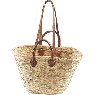 Kobolo Ibizatasche Strandtasche Korbtasche Palmblatttasche - Lederhenkel - ca 50x15x30 cm