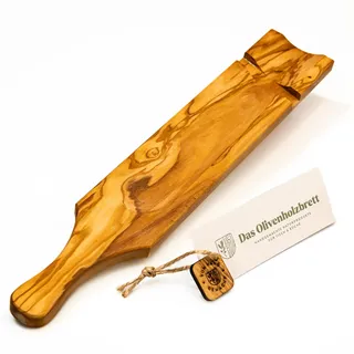DAS OLIVENHOLZBRETT® Schneidebrett aus Olivenholz speziell für Salami und Wurst/Salami Schneidebrett/mit Schnitteinkerbung/Wurtsschneidebrett aus Olivenholz/Servierbrett für Salami 45cm x 7cm