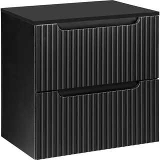 Waschtisch-Unterschrank 60cm, in schwarz, NEWPORT-56-BLACK - Schwarz