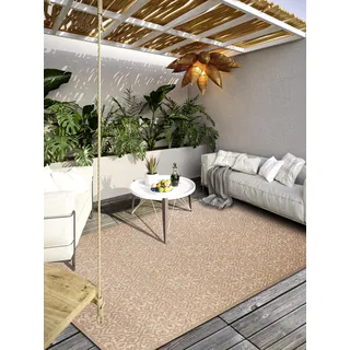 Villeroy & Boch Julie In- Outdoor Teppich Modern - Modernes Flachgewebe, Hoch-Tief Effekt, ÖKO-TEX Wetterfest & UV-beständig für Balkon, Terrasse, Garten – Natur Kupfer, 200x290cm