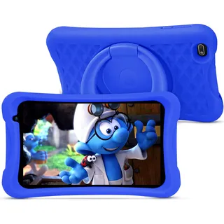 PRITOM L8 Kinder-Tablet, für Kinder von 2-12 Jahren, 8 Zoll HD-IPS-Display Android 10 Kinder-Tablet, Quad-Core-Prozessor, 2 GB RAM 32 GB ROM, 2.0 Frontkamera + 8.0 MP Rückfahrkamera, Blaue kindersichere Hülle - Blau