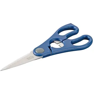 Tasty Küchenschere – Premium Edelstahl Haushaltsschere mit Kapselheber, 20x8cm, Ideal für Alle Schneidarbeiten in Küche & Haushalt, Grau/Blau/Silber