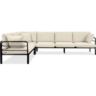 Gartenecksofa RAMBE 5-Sitzer mit Kissen, Anthrazit/Cremeweiß - Creme