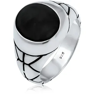 Siegelring KUZZOI "Ring Herren Siegelring Oval Emaille 925er Silber" Gr. 62, silber, Fingerringe, Herren, 62, ohne Stein, Silber 925 (Sterlingsilber), 11mm, Siegelring