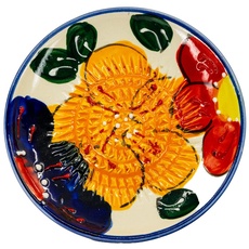 Kaladia - Keramik Reibeteller/Keramikhobel - ideal für Ingwer, Parmesan etc. - Motiv: Bunte Blumen - Durchmesser: 12 cm - handgemacht & handbemalt - Made in Spain