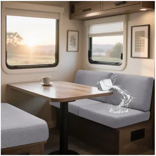 NNSMUN Bezüge Für Wohnwagenpolster Jacquard, rutschfeste Wohnmobil Sitzpolster Bezug Mit 2 Cord Wasserdichtes, Sofa Sitzkissenbezug Für Schonbezug Wohnwagen Polster (Light Gray,L 95-130cm,W 40-65cm)