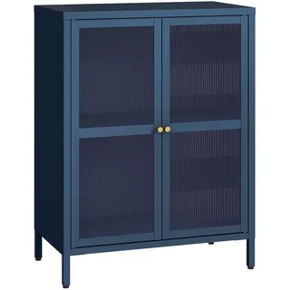 [en.casa] Vitrine, Blau, Metall, Glas, Rechteckig, 64x84x35 cm Navyblau - Navy