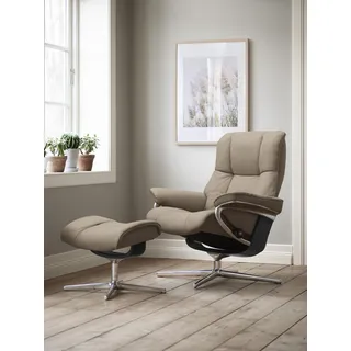 Stressless® Relaxsessel »Mayfair«, (Set, Relaxsessel mit Hocker), mit Hocker, mit Cross Base, Größe S, M & L, Holzakzent Schwarz beige