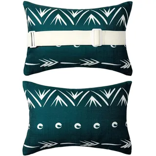 Hearda 2 Stück Kopfkissen für Chaiselongue, Wasserdicht Kopfstützenkissen für Liege mit Elastischem Band für Outdoor Garten Patio Strandkorb Deko (28x40cm,Vintage-Grün)