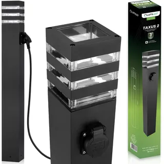 LUMILED Wegeleuchte Außen Pollerleuchte Außenstehleuchte Stehlampe Außenleuchte mit Steckdose Gartenleuchte Stromsäule 80cm IP44 E27 Fassung max 13W