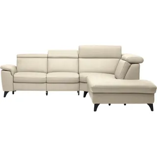 Cantus Ecksofa , Creme , Leder , Echtleder , Color-Finish-Leder , Uni , Ottomane rechts, L-Form , 285x239 cm , Typenauswahl, Bettkasten erhältlich, Fußauswahl, Lederauswahl, Stoffauswahl, seitenverkehrt erhältlich, Hocker erhältlich, Rückenfutter , Wohnzimmer, Sofas & Couches, Wohnlandschaften, Ecksofas