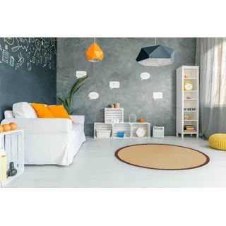 carpetfine Sisalteppich CARPETFINE "Sisal", braun, H:5mm Ø:120cm, Sisal, Teppiche, Sisalteppich, mit farbiger Bordüre, Anti-Rutsch Rückseite