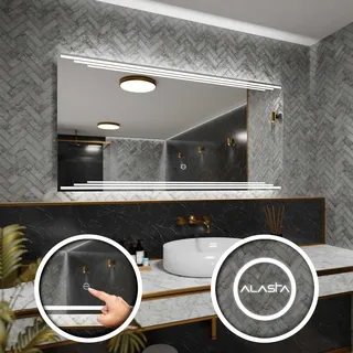 Rechteckiger Badezimmerspiegel mit LED-Beleuchtung und Touchschalter - Birma - 180 x 80cm - Silber