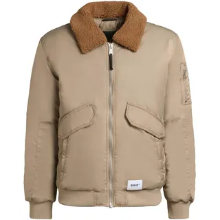 khujo Bomberjacke "Bomberjacke Ground" ohne Kapuze Weite Herren Winterjacke mit abnehmbarem Kunstpelz-Besatz, bomber beige